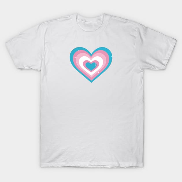 Trans Flag Heart T-Shirt by Cosmic Latte